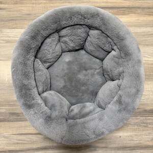 Martha Stewart Ultra Soft Grey Plush Round Cuddler Dog and Cat Bed
